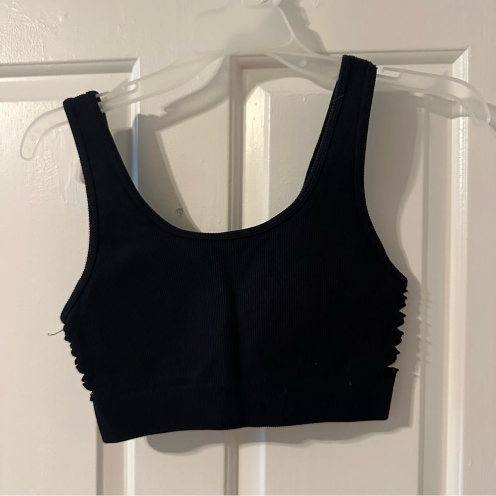 Black Fabletics Ribbed Sports Bra
